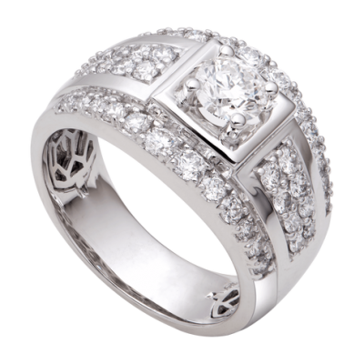 Nhẫn nam Kim cương Vàng trắng 14K H3