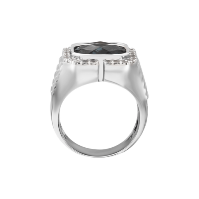 Nhẫn Nam Vàng trắng 14K đính đá Topaz