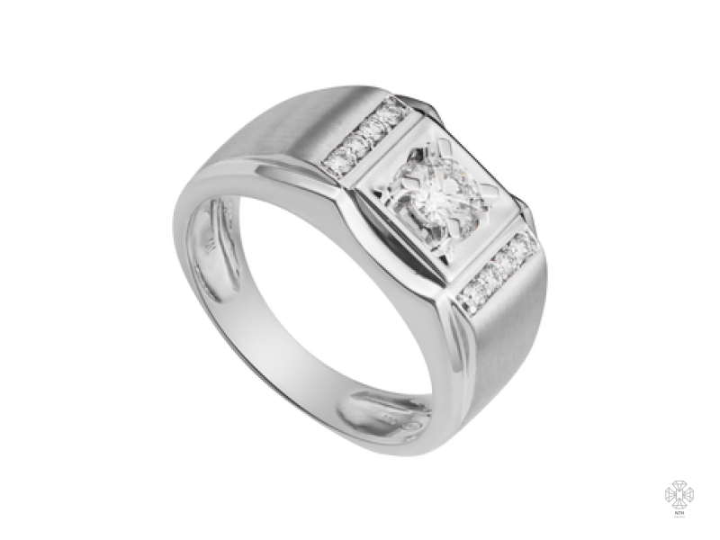 Nhẫn nam Kim cương Vàng trắng 14K H1