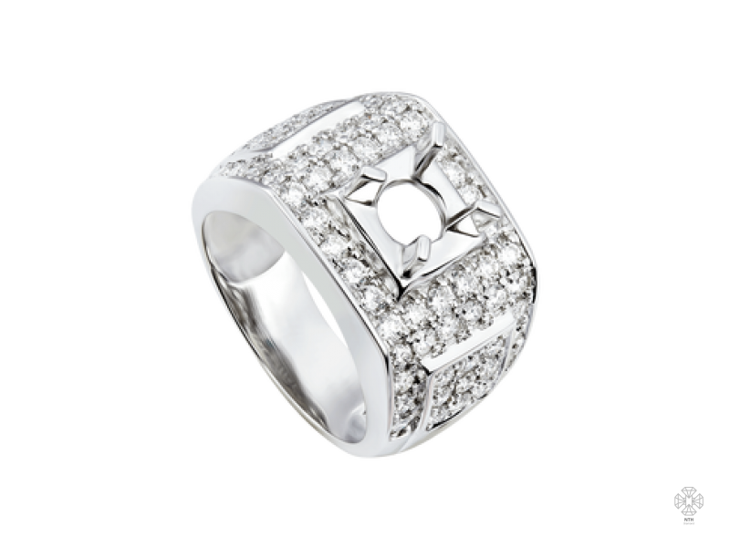 Vỏ nhẫn nam Kim cương Vàng trắng 18K