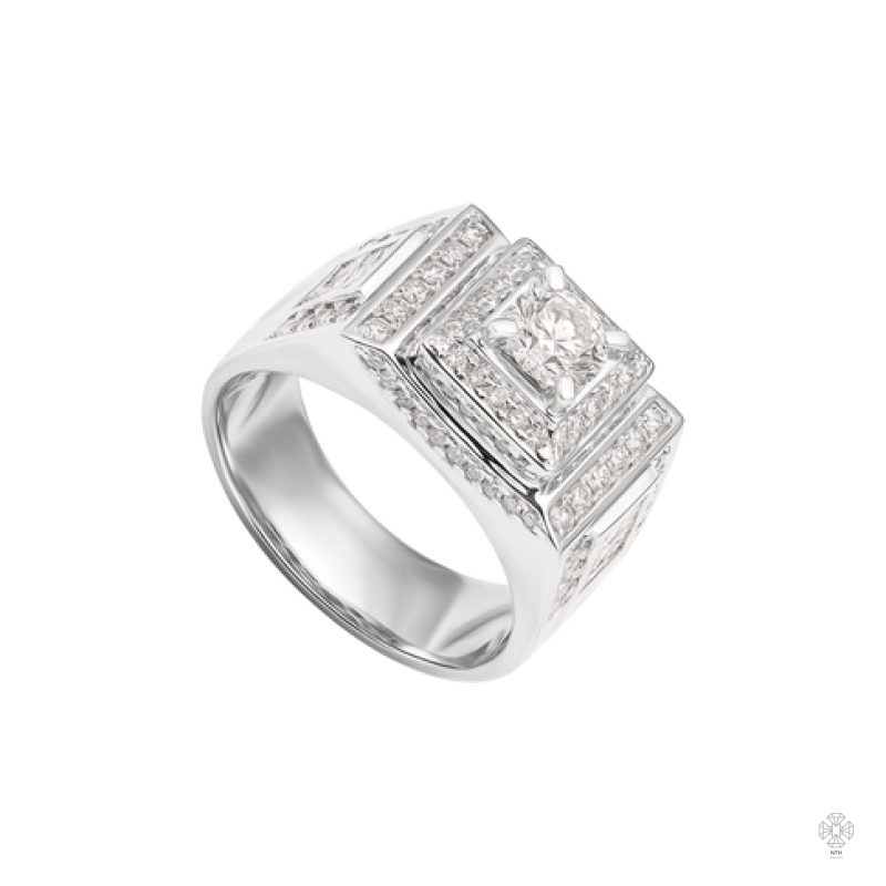 Nhẫn Nam Kim cương Vàng trắng 14K 