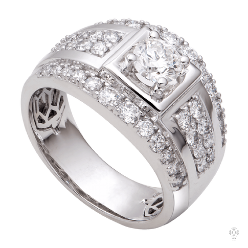 Nhẫn nam Kim cương Vàng trắng 14K H3