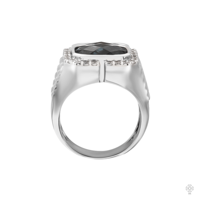 Nhẫn Nam Vàng trắng 14K đính đá Topaz